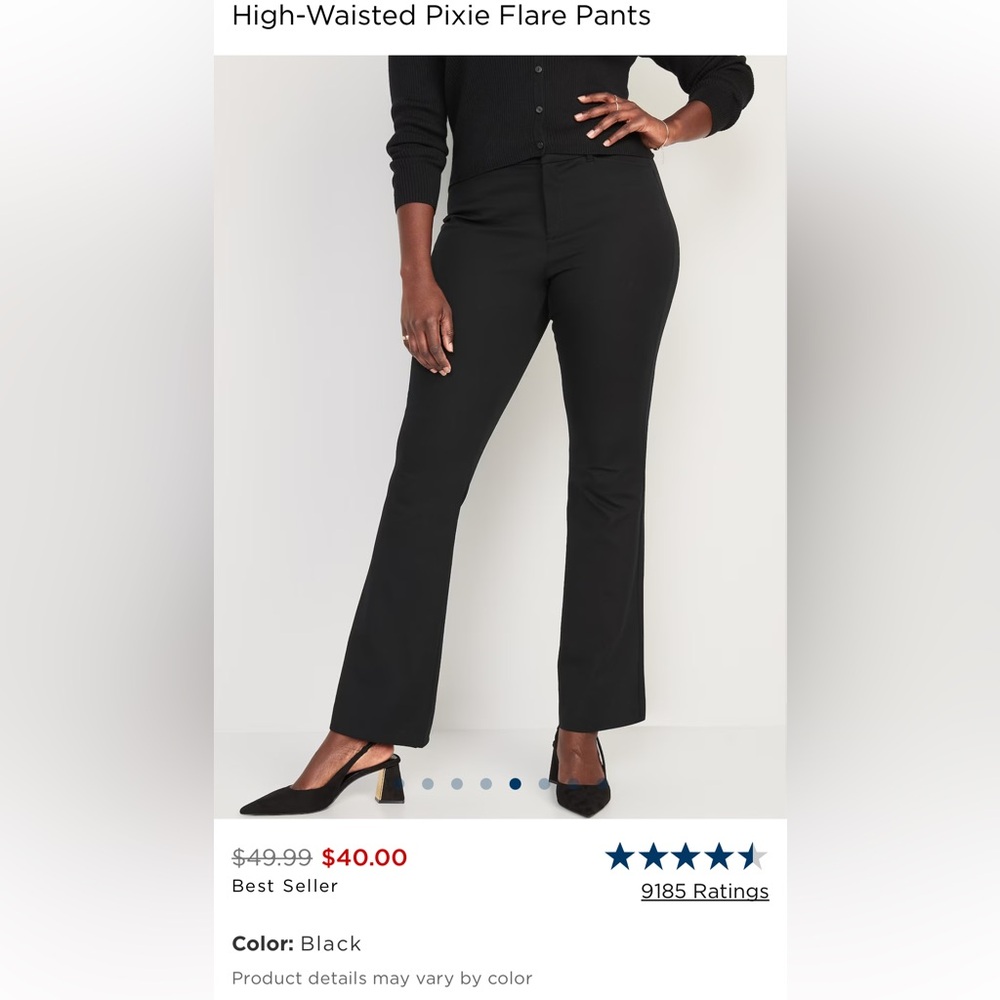 Old Navy High-Waisted Pixie Flare Pants in Black size 12